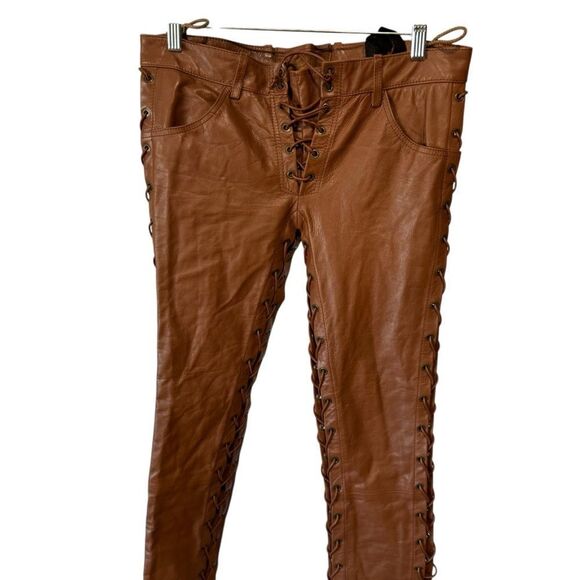 Revolve Petar Petrov Guido Lace Up Nappa Leather Low Rise Pants EU 34 - Picture 5 of 9